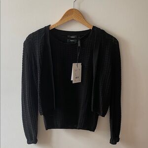 Theory set - Black Open-Front Lightweight Knit Cardigan and shell
